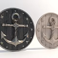 Dark And Light Circular Wall Decor With Anchor Star Design And Wooden Base