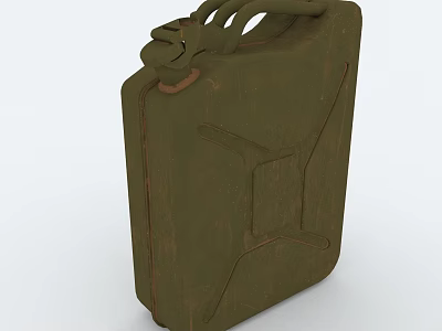 Green Military Style Jerrycan With Metal Handle And Textured Surface Detail 3d model