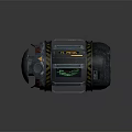 Cylindrical Industrial Equipment Featuring Metal Casing Yellow Warning Stripes Green Display And Handles