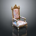 Classic Leisure Chair With Ornate Carved Frame And Floral Pattern Upholstery