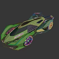 Green Supercar With Streamlined Design Large Wheels And Modern Futuristic Shiny Body