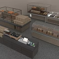 Dessert Shop Interior With Glass Display Cases Filled With Fresh Breads And Pastries