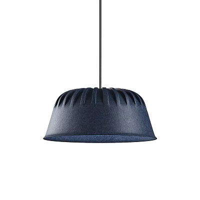 Stylish Dark Blue Pendant Light With Textured Domed Shade And Matte Finish 3d model