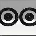 Two Black Round Decorative Ceiling Medallions With Carved Patterns For Lighting Fixtures