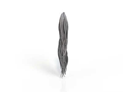 Gray Human Hair Model With Long Straight Strands And Natural Texture 3d model