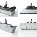 Elegant Modern Reception Desk Design With Marble Surface And LED Lighting Features 3d model