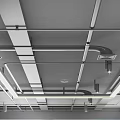 Industrial Ceiling Mechanical Pipes With Metal Supports And Structural Layout