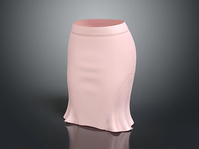 Pink High Waist Fitted Skirt with Flared Hem and Stretchy Fabric 3d model