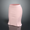 Pink High Waist Fitted Skirt with Flared Hem and Stretchy Fabric