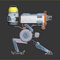 Sci-Fi Weapon With Blue Mechanical Structure Yellow Component And Support Leg Design