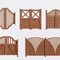 Various Decorative Wooden Gate Designs With Lattice Cross And Arched Patterns 3d model