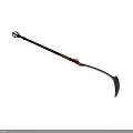Traditional Long Handled Scythe Weapon with Metal Blade and Decorative Golden Brown Handle