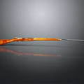 Vintage Long Gun Weapon Featuring Orange Wooden Stock And Extended Barrel