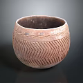Handcrafted Ceramic Bowl Sculpture Carving With Herringbone Pattern Surface Design 3d model