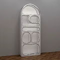 White Decorative Cabinet With Gold Trim Arched Design And Multiple Compartments 3d model
