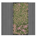 Green Living Plant Wall With Pink Flowers And Black Vertical Panels Design