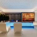 Modern SPA Sauna Interior Design With Wooden Panels Glass Door And Warm Lighting