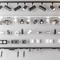 Modern Downlights And Spotlights With Various Black White Track Mounted Styles 3d model