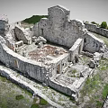 Ancient Ruins Site With Stone Walls Stone Steps And Grass Terrain