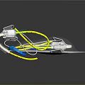 Medical Device With Yellow Green Tubes And Transparent Connectors On White Paper