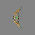 Decorative Mythical Weapon With Golden Wings Human Head And Green Gemstone