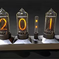 Vintage Nixie Tube Clock With Glowing Digital Numbers Arranged In Row