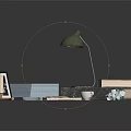 Desk Organizer Essentials With Notebook Lamp Books And Stationery Items