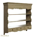 Decorative Light Wood Cabinet With Carved Details Drawers And Open Shelves