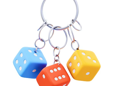 Colorful Dice Shaped Keychains Decorative Ornament Set for Home Car Accessory Decoration 3d model