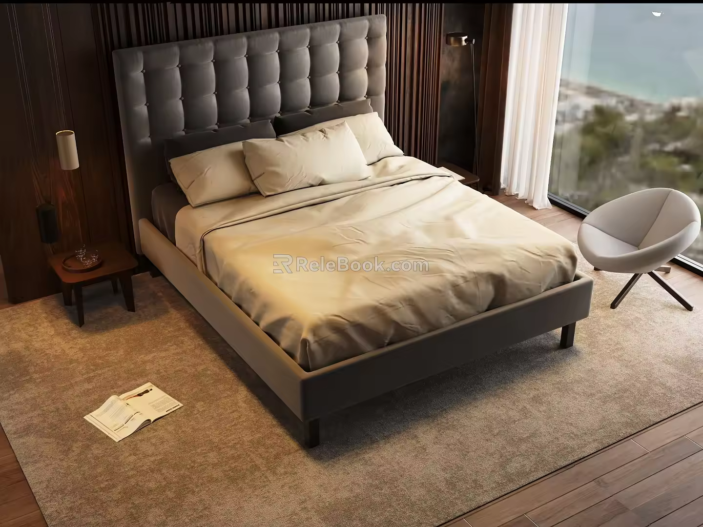 Modern Background Double Bed IKEA Double Bed 3d model