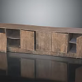 Rustic Natural Wood Storage Cabinet With Multiple Doors And Shelves Design