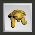Yellow Teddy Bear Sculpture Displayed on White Fluted Pedestal with Detailed Craftsmanship
