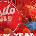 Chinese New Year 2025 Photo Spot With Red Decorations And Golden Snake Design