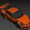 Orange Porsche Style Sports Car With Aerodynamic Design And Large Rear Spoiler