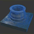 Ancient Circular Stone Well Structure With Rough Texture And Green Grass Around Base 3d model