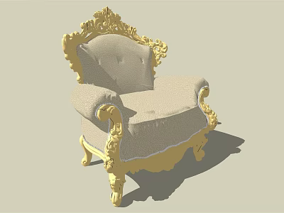 Ornate Carved European Style Single Sofa With Elegant Upholstered Seat And Decorative Legs 3d model