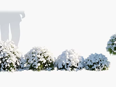Snow Covered Shrubs Neatly Arranged In Winter Garden Landscape With White Snow 3d model