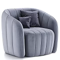 Modern Gray Single Sofa With Striped Design And Soft Upholstered Fabric Pillows 3d model