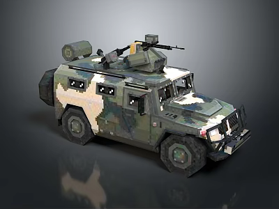 Camouflage Painted Military Vehicle With Roof Mounted Weapon And Off Road Design 3d model