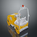 Toy Road Roller Yellow And White With Red Warning Light Driver Seat And Rollers 3d model