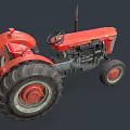 Red Functional Tractor With Large Tires And Seat