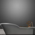 Vintage Freestanding Bathtubs With Gold Faucets And Brass Claw Feet Design