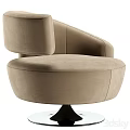 Modern Beige Leisure Chair With Velvet Upholstery Round Seat And Metal Base