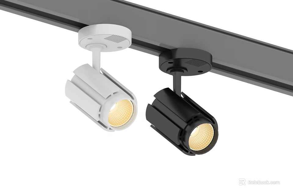 Black and White Track Mounted Downlights and Spotlights with Modern Design LED Warm Light 3d model 