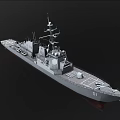 Modern Military Warship Model With Radar Antennas Naval Guns And Deck Equipment