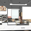 Bright Modern Dessert Shop Interior With Pastry Display Cases And White Counter