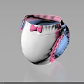 Sweet White Baby Diaper With Pink Frills Bow Blue Details And Soft Straps