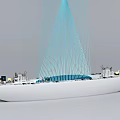 Modern Futuristic Ship With Blue Sail Like Structure And Technological Deck Equipment 3d model