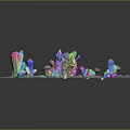 Colorful Octagonal Decorative Ornament Set With Crystal Gemstone Pieces And Glittering Texture