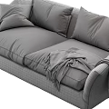 Green Velvet Two Seater Sofa with Dark Pillows and Black Throw Blanket and Wooden Legs
